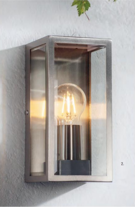 Hadlow Outdoor Box Lantern Brushed Stainless Steel - ID 9179