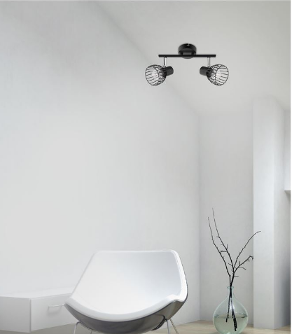 Hanford Black Wire Frame Indoor Twin Spot Light - ID 9404