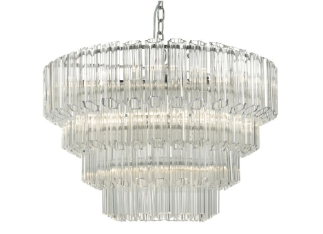 9 Light Fluted Glass & Polished Chrome Art Deco Pendant - ID 9478