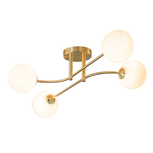 Aultbea Brushed Brass & Opal Glass 5 Light Ceiling Light - ID 9649