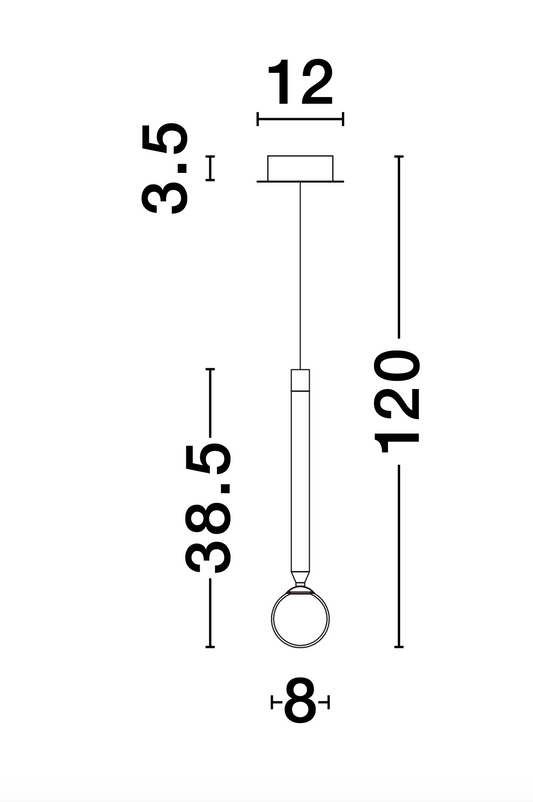 CAY Glass Opal Orb With Brass & Black Metalwork Single Pendant - ID 9967