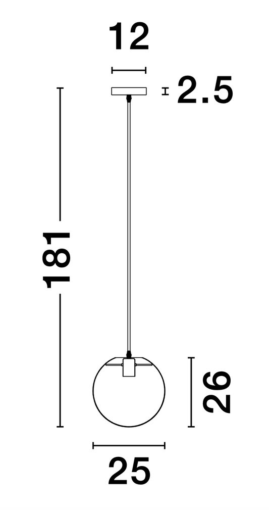 MIR Clear Glass & Gold Metal Medium Single Orb Pendant - ID 10002