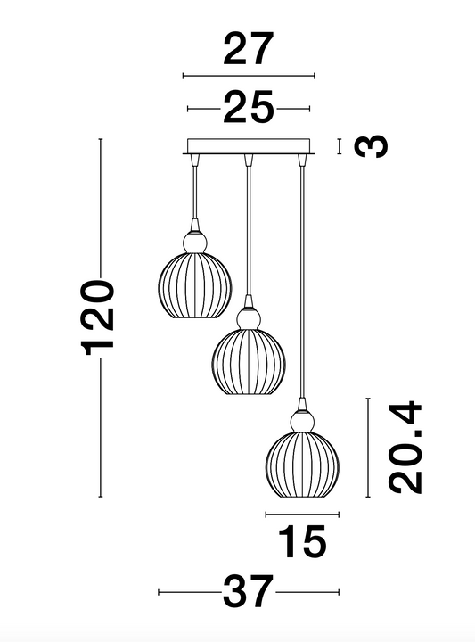 ODE Opal Glass & Chrome Aluminium Finish Multiple Drop Pendant - ID 10020