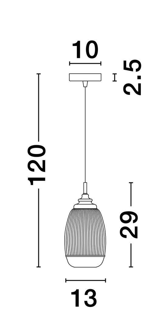 MON Clear Lined Enclosed Glass & Gold Metal Single Pendant Tall - ID 10024