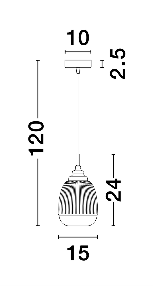MON Clear Lined Enclosed Glass & Gold Metal Single Pendant Short - ID 10025