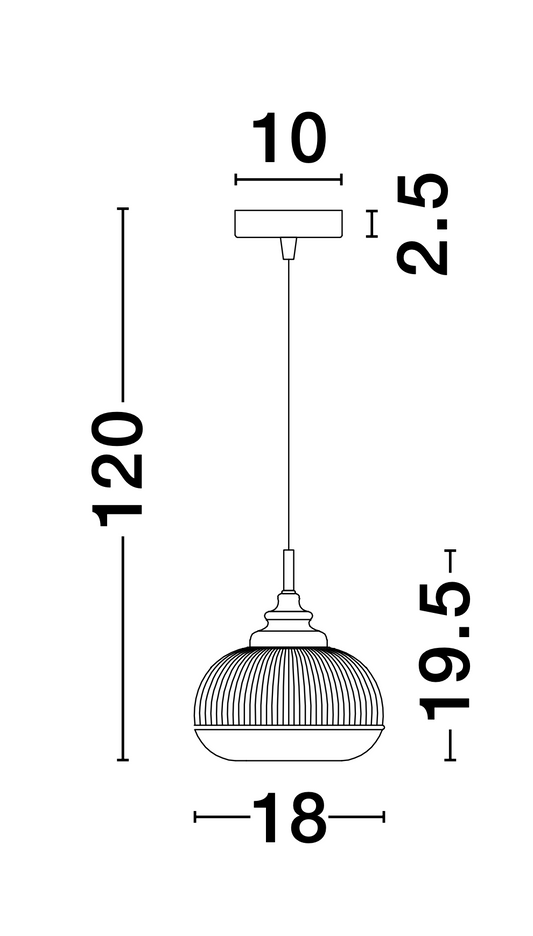 MON Clear Lined Enclosed Glass & Gold Metal Single Pendant Wide - ID 10026