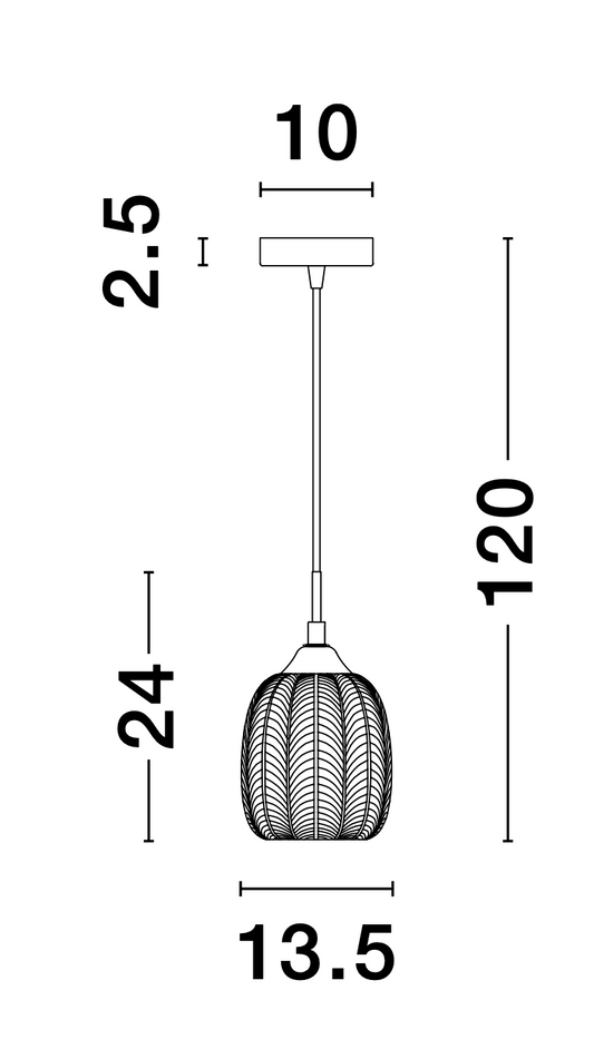 VAR Clear Waved Glass & Satin Gold Metal Single Pendant - ID 10031