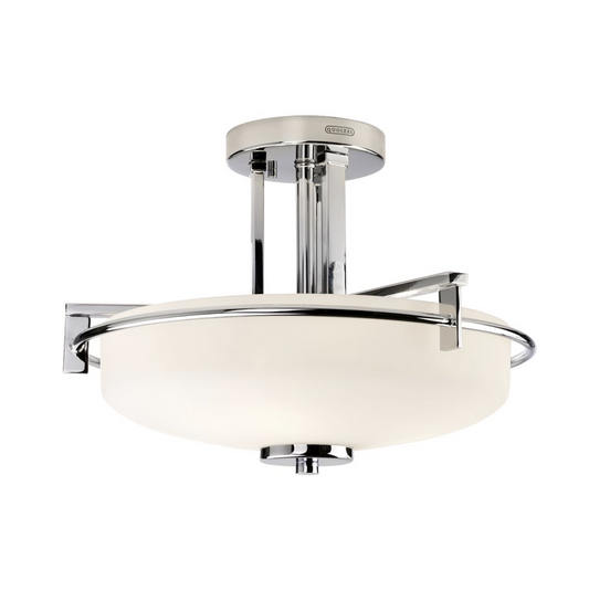 Glencoe Three Light Polished Chrome Semi Flush Bathroom Light ID 9226