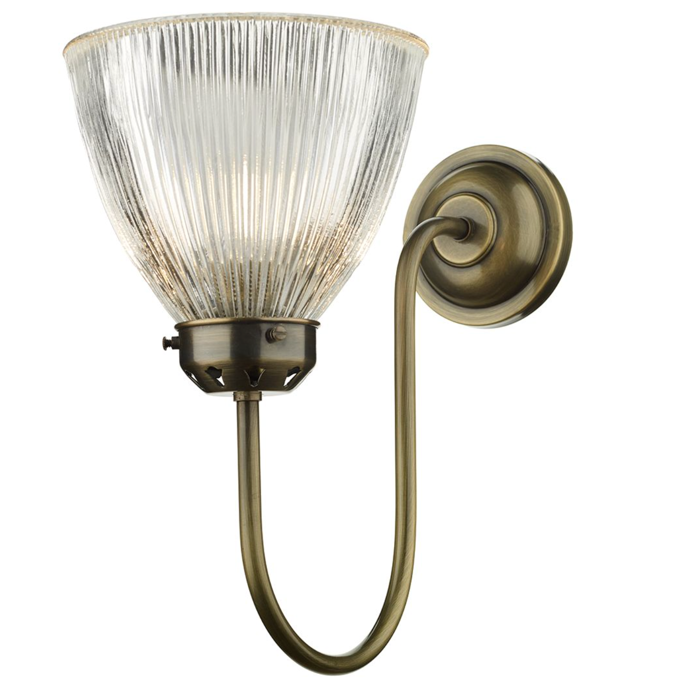 Cam Antique Brass Swan Neck Wall Light with Prismatic Glass - ID 10327 LIMITED STOCK