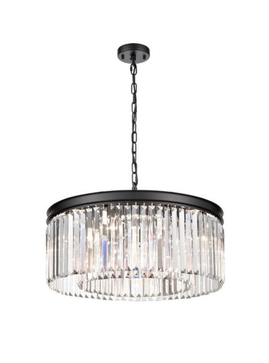 PERO Circular Medium 60cm Black Metal & Crystal Pendant - ID 9481