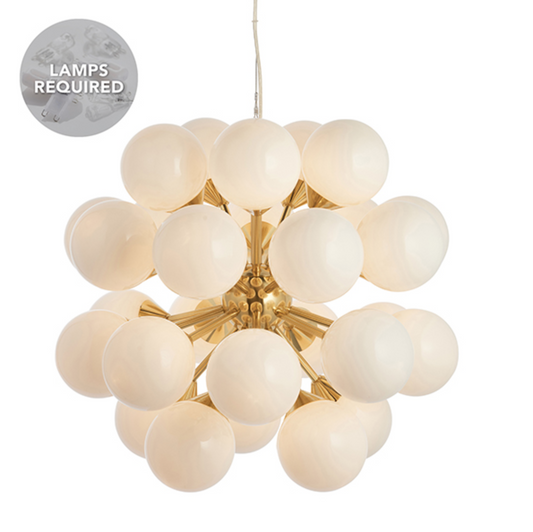 Mid-Century Satin Brass Globe 28Lt Pendant - ID 10725