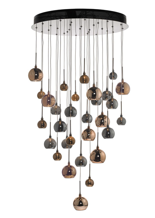 Hadrian 30 Lamp Cluster Pendant In Black Chrome & Multi Colour - ID 9416
