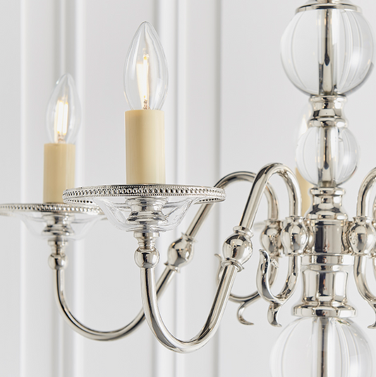 Polished Nickel Flemish Style 5 Arm Chandelier - ID 10814