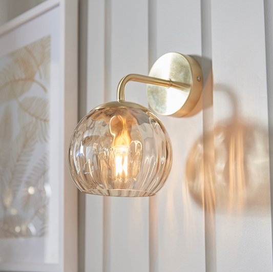 Satin Brass Dimpled Single Wall Light - ID 11019