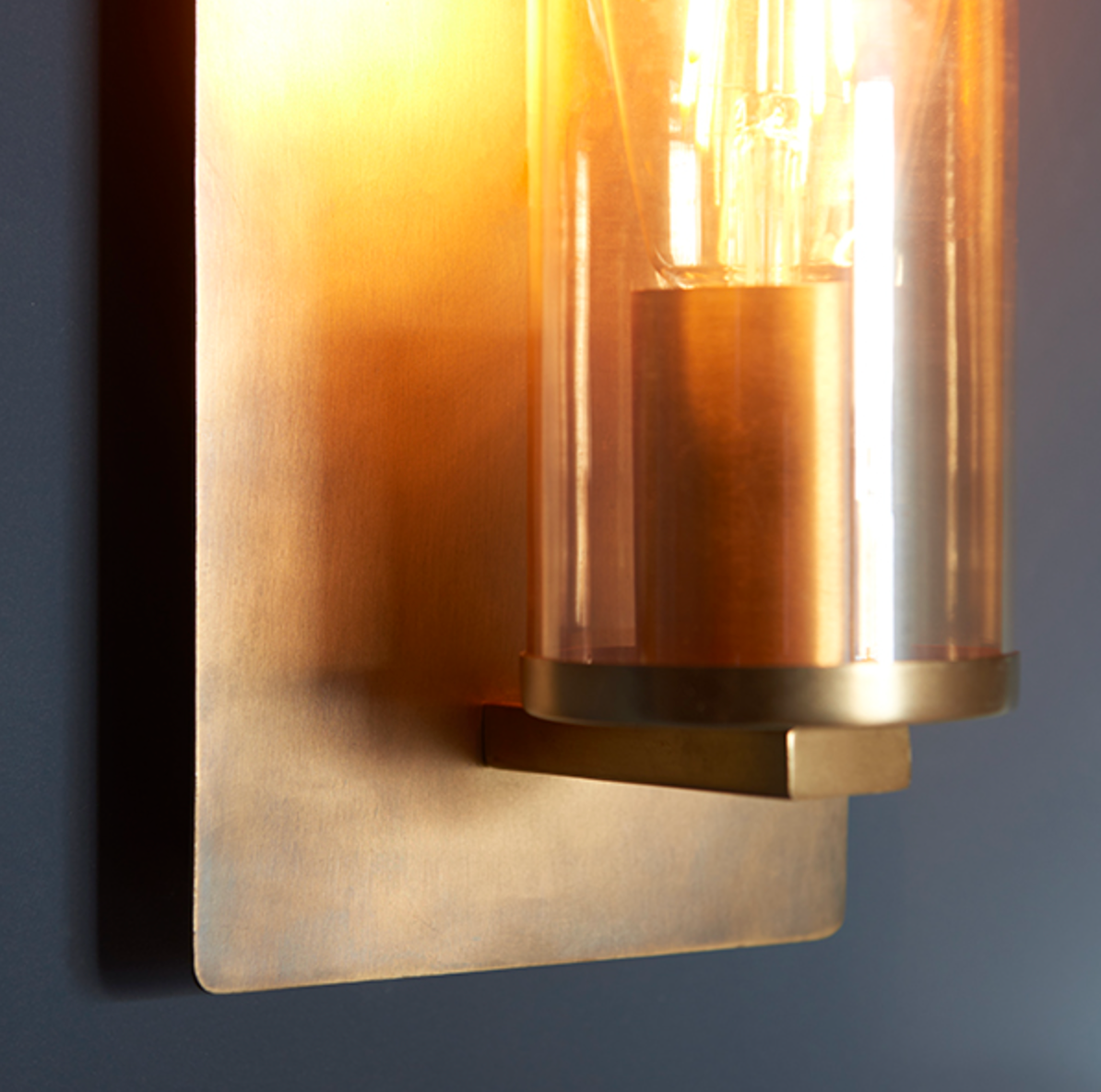 Brass Patina & Champagne Lustre Glass Wall Light - ID 11109