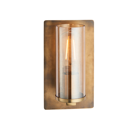 Brass Patina & Champagne Lustre Glass Wall Light - ID 11109