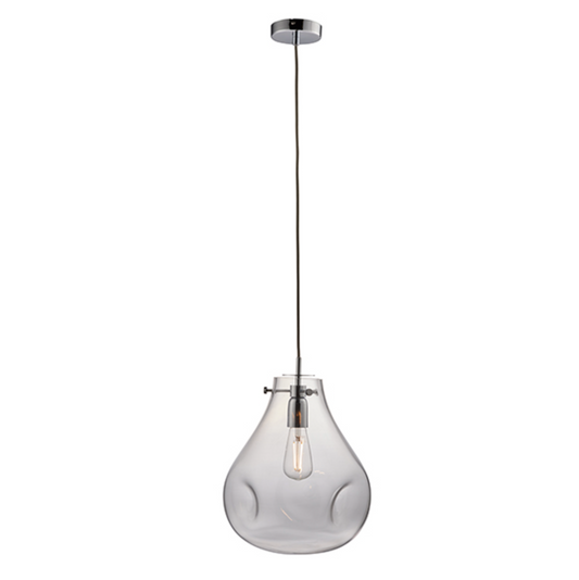 Clear Blown Glass Pendant With Chromed Hardware - ID 11277