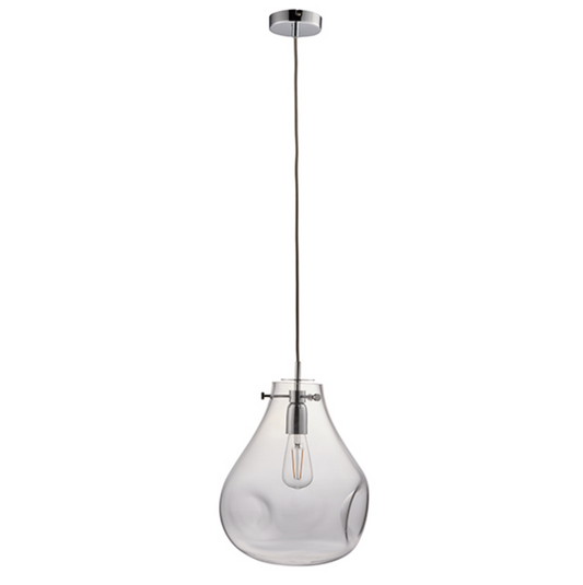 Clear Blown Glass Pendant With Chromed Hardware - ID 11277