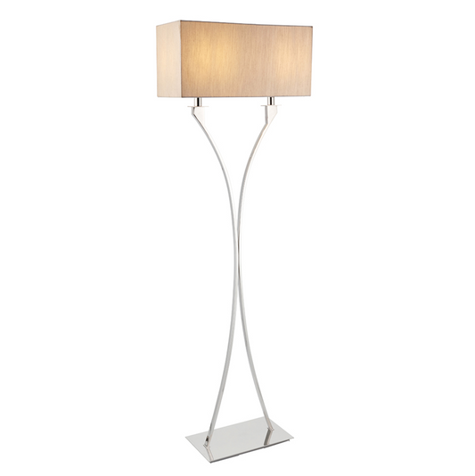 2 Light Polished Nickel & Beige Rectangular Floor Lamp - ID 10406 discontinued