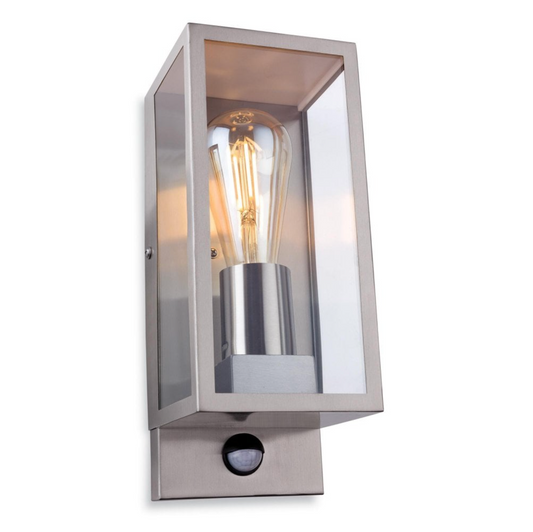 Exterior Box Lantern In Stainless Steel With Integrated PIR Sensor - ID 11406