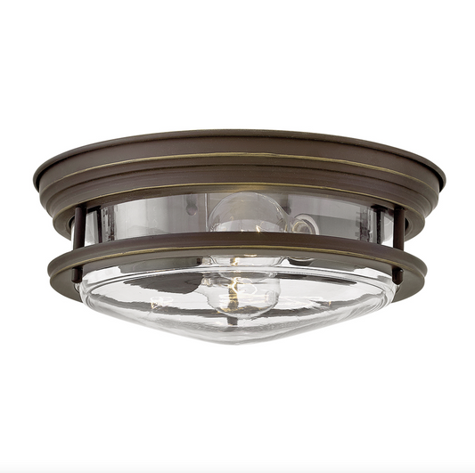 HAD Oil Rubbed Bronze & Clear Glass Two Lamp Semi Flush IP44 Ceiling Light - 11445