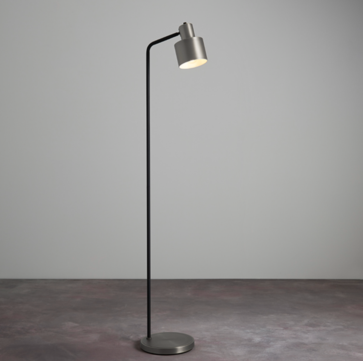 Brushed Silver & Matt Black Floor Lamp - ID 10989