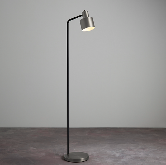 Brushed Silver & Matt Black Floor Lamp - ID 10989 - LOW STOCK WITH SUPPLIER