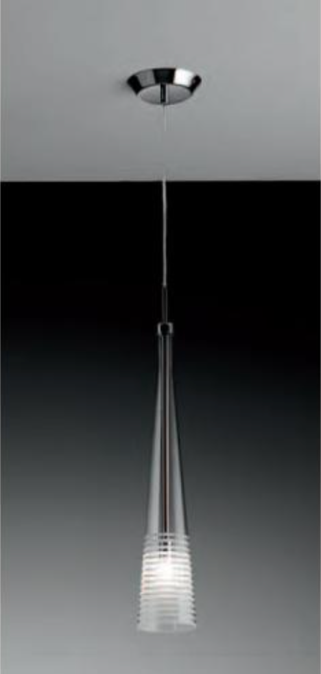 Polished Chrome & Glass single Pendant - ID 8487