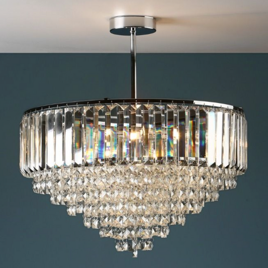 Laura Ashley Vienna, Semi Flush Crystal Ceiling Light, Chrome (Medium) - ID 11546