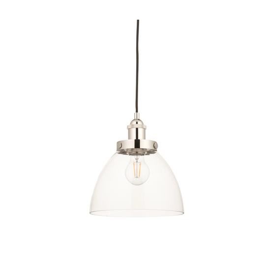 Bright Nickel Resto Pendant With Clear Glass - ID 11713