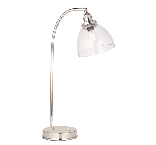 Bright Nickel Resto Table Light With Clear Glass - ID 11714