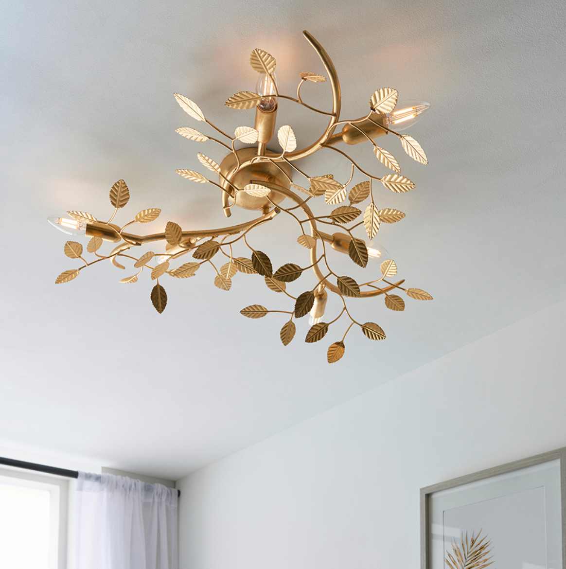 Gold Leaf 6 light flush - ID 11720