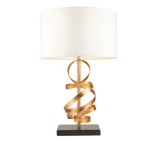 Gold ribbon table light with ivory shade - ID 11381