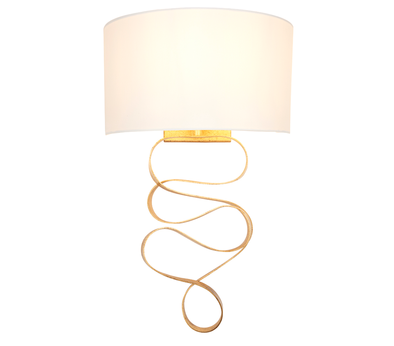 Gold ribbon wall light with ivory shade - ID 11724
