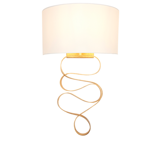 Gold ribbon wall light with ivory shade - ID 11724