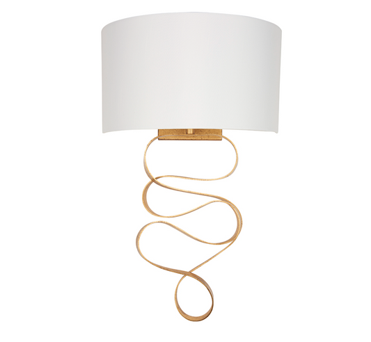 Gold ribbon wall light with ivory shade - ID 11724