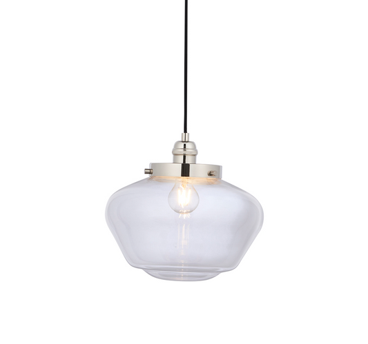 Timeless bright nickel pendant with clear glass - ID 11727