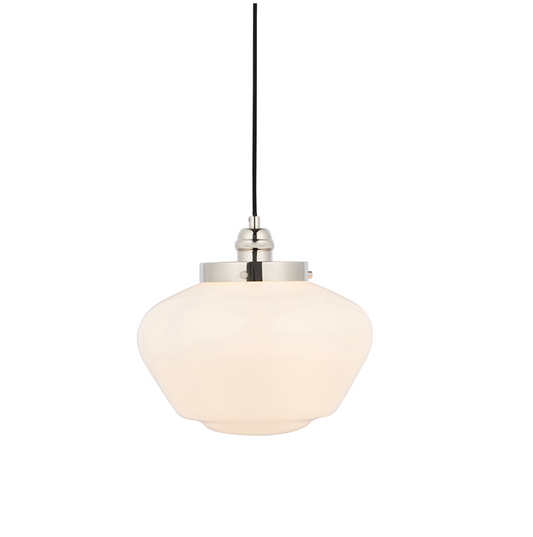 Timeless bright nickel pendant with opal glass - ID 11728