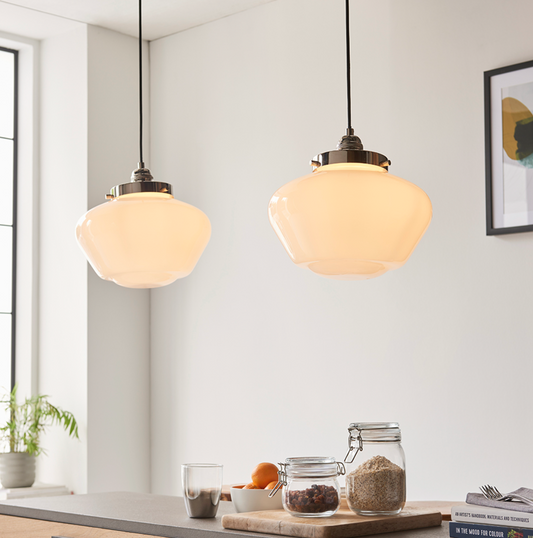 Timeless bright nickel pendant with opal glass - ID 11728