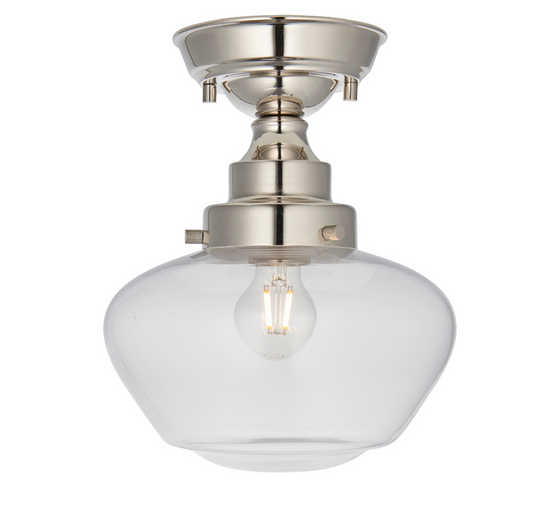 Timeless bright nickel semi flush with clear glass - ID 11729
