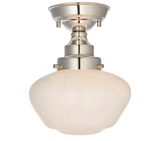 Timeless bright nickel semi flush with opal glass - ID 11730