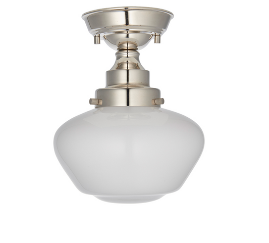Timeless bright nickel semi flush with opal glass - ID 11730