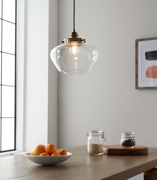 Timeless antique brass pendant with clear glass - ID 11731