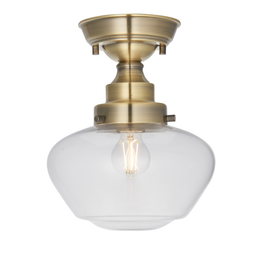 Timeless antique brass semi flush with clear glass - ID 11733