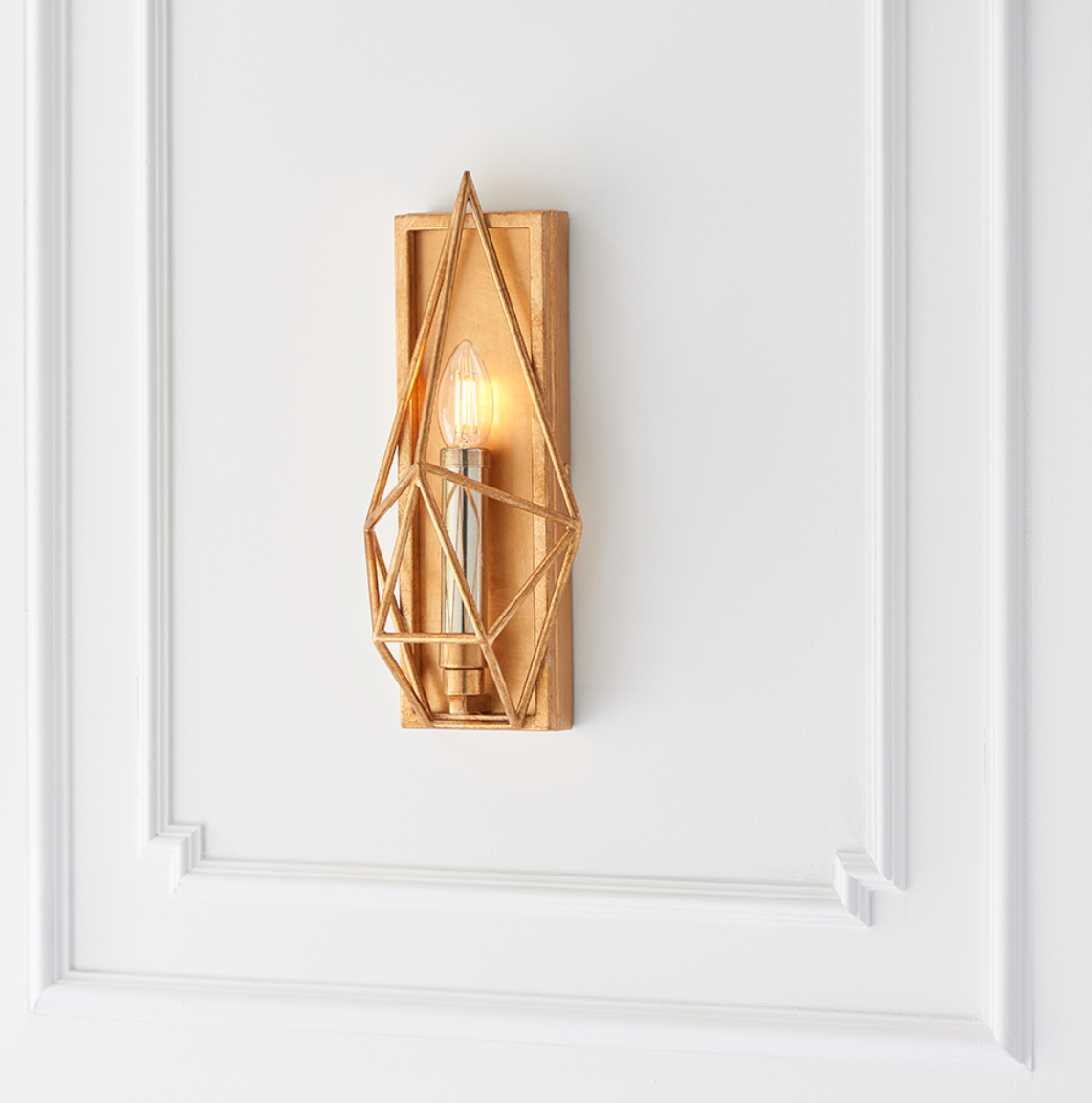 Gold Leaf Angular Framed Wall Light - ID 11756