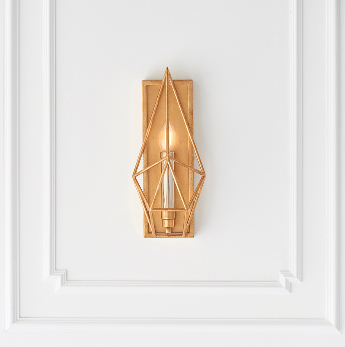 Gold Leaf Angular Framed Wall Light - ID 11756