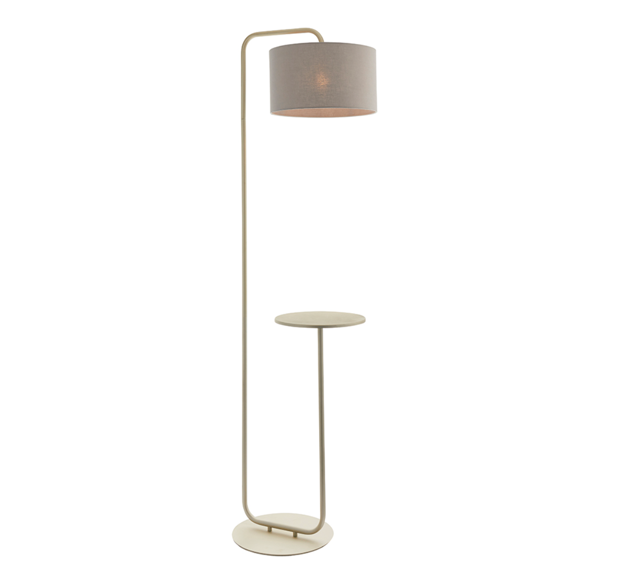 Champagne Painted Floor Light With Table And Grey Shade - ID 11750