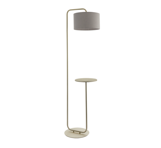 Champagne Painted Floor Light With Table And Grey Shade - ID 11750