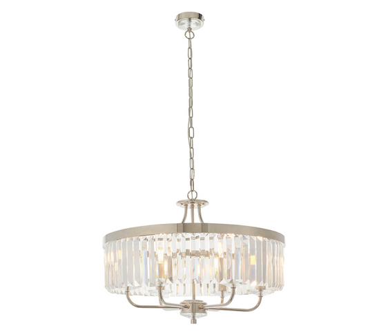 Round Bright Nickel Cut Glass Chandelier - ID 11745