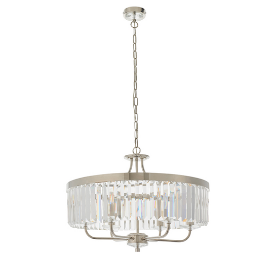 Round Bright Nickel Cut Glass Chandelier - ID 11745